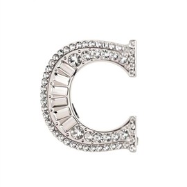 Letter Brooch Pins Initial Rhinestone Brooch for Women Crafts, Silver Plated Metal A-Z 26 Letters Rhinestone Crystal Lapel Pin Brooches