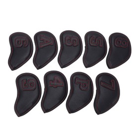 9Pcs/Set Golf Iron Head Covers Waterproof Sunscreen Golf Iron Covers Big Figures Protective SleevesBlack