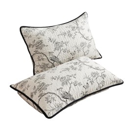 Easylife Bird Song Pillowcase Set of 2, Lightly Quilted Pillow Cases, Piped Edges, Pillow Shams Set of 2, Machine Washable, Measures L75 x W50cm - Fully Guaranteed | Pillowcase x 2