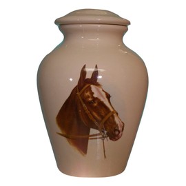 Horse Head Urn- Cremation Urn or Keepsake for Ashes - Hand Made Pottery (Large 136 Cubic Inches)