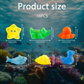 Tabanzhe 18PCS Bath Animal Set for Kids,Cute Bathtub Learning Ocean Animals,Colorful Bathroom Pool Sensory Floating Animal Squirters Gifts for Toddlers Babies Childern