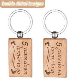 TIMBERDECOR 5 Year Anniversary Wooden Gift for Him Her - 5th Anniversary keychains for Wife Husband, 5 Year Marriage Gifts for Couple, Fifth Wedding Anniversary Modern Gifts for Men