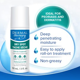 Dermal Therapy Dry Spot Treatment Roll-On with 25% Urea & 6% AHAs – Hydration & Gentle Exfoliation for Extremely Dry Skin on Heels, Feet, Elbows & More – Fragrance-Free, Hands-Free Application