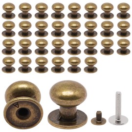 32 Pcs Mini Drawer Knobs, Vintage Antique Bronze Round Dresser Knobs, 0.39inch Small Knob Handles for Jewelry Box Gift Case