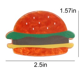 Fun Food Hair Claw Clip, Acetate Hair Clips for Women, Unique Accessories (Small Burger)