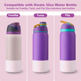 Alwenid 2PCS Silicone Water Bottle Boot for Owala 32 Oz, Anti-Slip Protective Sleeve Bottom Bumper Protector for FreeSip, Twist, and Flip Stainless Steel Water Bottles (Pink)