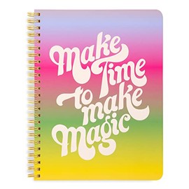 ban.do Rough Draft Mini Spiral Notebook with Saying, 8.5" x 6.75" with Pockets and 160 Lined Pages, Make Time to Make Magic