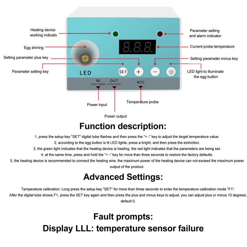 Automatic Incubator Temperature Controller with HD Display High Accuracy Incubator