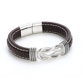 Jewbelet Mens Leather Bracelet with Clasp Cowhide Multi-Layer Braided Leather Mens Bracelet (Black #2)