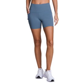 RBX Squat Proof Bike Short for Women, 5" Ultra Hold High Waisted Biker Yoga Shorts with Pockets for Running, Workouts Moonlight Blue M