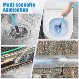 RIDGE WASHER Sewer Jetter Kit for Pressure Washer 150FT, 3600 PSI Drain Cleaning Hose with Short Power Washer Gun, 1/4 Inch NPT Corner, Rotating and Button Nose Sewer Jetting Nozzle