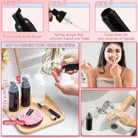 Juego de 60 Pzas para Botella de Champú para Pestañas, 10 Pinceles para Champú para Pestañas 10 Tubos y Varitas para Mascara 10 Botellas Con Bomba de Espuma 10 Botellas de Enjuague de Limpieza