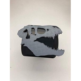 LicensePlateFreak T-Rex Skull in 3D - 2 inch Trailer Hitch Coverr Black with Grey - Dinosaur Tyrannosaurus