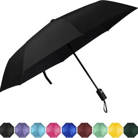 MEI QI LIN Portable Compact Windproof Travel Umbrella, Lightweight and Strong UV Protection, Black Waterproof Automatic for Backpack and Walking Use umber ella - Color: Wine