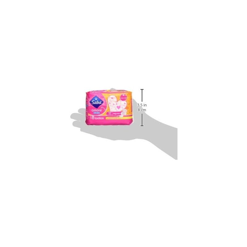 Saba Toallas Sanitarias para Dama Amore, color Rosa/Naranja, 8 Piezas