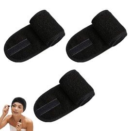 3 Pack Spa Facial Headband, Towel Headband, Hair Band for Washing Face, for Women Girls Washing Face Bath Yoga Makeup Sport (Black)