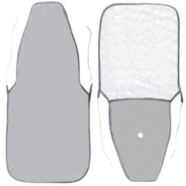 HINOSI Heat-Resistant Ironing Board Cover - Waterproof, Non-Slip, Machine-Washable Cotton Pad for Foldable Boards 12x32 Inch, Durable & Easy-Change Design (Light Gray)