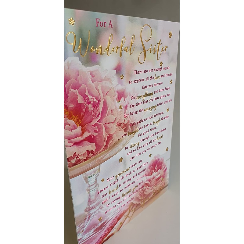 for A Wonderful Sister Birthday Card - 6" X 9"