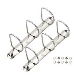 PATIKIL A5 3 Hole Ring Binder Mechanisms, 2 Set 1.97" D Ring Replacement Binder Planner Loose Leaf Binding Spines for Organizers DIY Fill Paper Storage Folder Accessories, 26mm Silver Tone