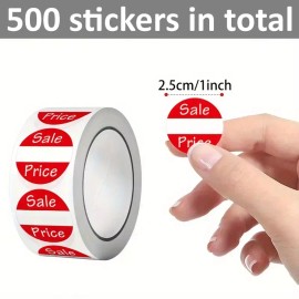 Unbranded 1 roll (500) SALE PRICE STICKERS Price Tags adhesive labels red round 1 inch