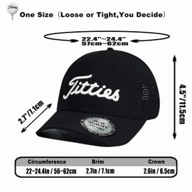Bamveio Titties Hat Tittiess - Sombreros de golf para hombres y mujeres, sombrero divertido de tittes, gorra Titliest, blanco y negro, 1. negro-2, Talla única