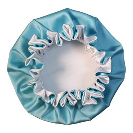 AKISS Reversible Satin Bonnet for Babies/Newborn/Toddler/Toddler/Mom/Women, Arctic Blue and White, 0-3 Months