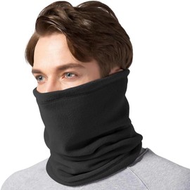 Tomsey Thermal Unisex Snood Scarf Neck Warmer Winter Ski Wear Tube Fleece Motorbike Cycling Running Earmuff Cover (Black)