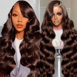 BOTNNS Chocolate Brown Lace Front Wig 13x4 Body Wave HD Brown Lace Front Wigs Human Hair Pre Plucked 200 Density Human Hair Wig Colored Frontal Wigs Human Hair 22 Inch