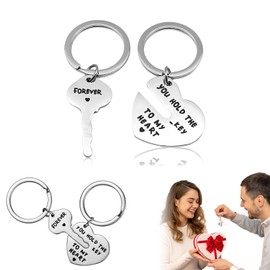 ZWWOGE Couple Keyring, Couples Keyring, Stainless Steel Puzzle Key Ring, Keychain Friendship Gifts for Men and Women