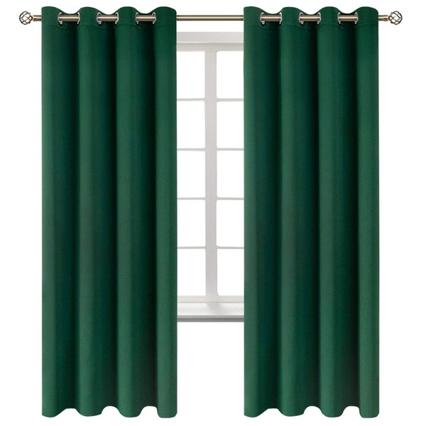BGment Blackout Curtains for Bedroom - Grommet Thermal Insulated Room Darkening Curtains for Living Room, Set of 2 Panels (52 x 72 Inch, Emerald Green)
