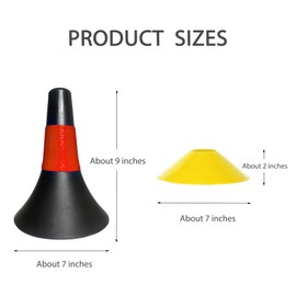 TNZMART 9 Inch Flexible Agility Cones for Sports Basketball Soccer Training, Cones for Soccer Basketball Speed Drills (Multi-Color 12 Pcs)