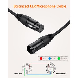 CableCreation CableCreation XLR Microphone Cable, 6 FT XLR Male to XLR Female Balanced 3 PIN Mic Cables, Black