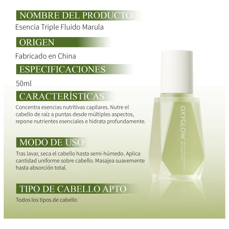 Esencia Fluida Triple Marula OXYGLOW 50ml Reparación Interna y Externa