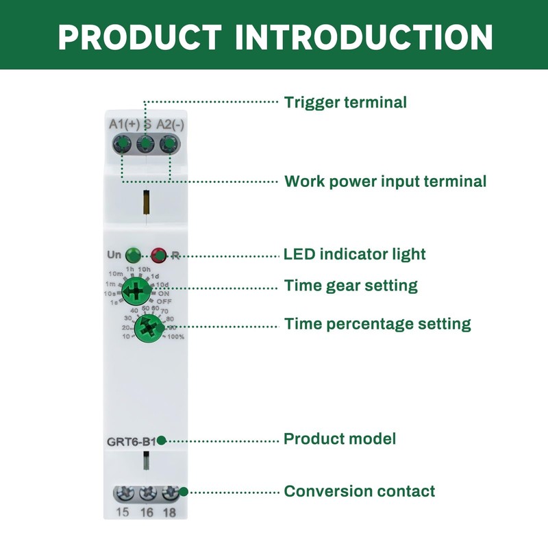 DEWIN Delay Time Relay, GRT6-B1 Single Function Time Relay, Mini