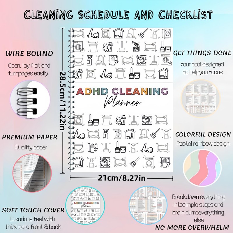 ADHD Cleaning Planner，Household Cleaning Schedule and Checklist Management for Daily,Daily