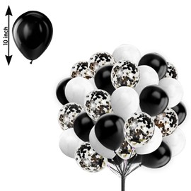 Black and White Balloons Pack 25 Pcs 10Inch Latex Balloons with Confetti Balloons for Kids Party Birthday Graduation Baby Shower Wedding Decoration