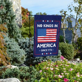 No King Garden Flag 12X18 inch Retro Declaration Garden Flag Patriotic Theme Design Double sided Waterproof Courtyard Decoration Flag(no king) ﻿