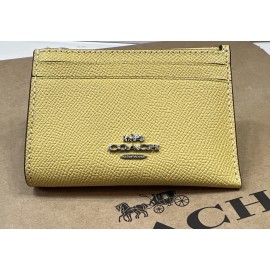 COACH 88250 Crossgrain Leather Mini Skinny Id Card Case SV/Retro Yellow $88
