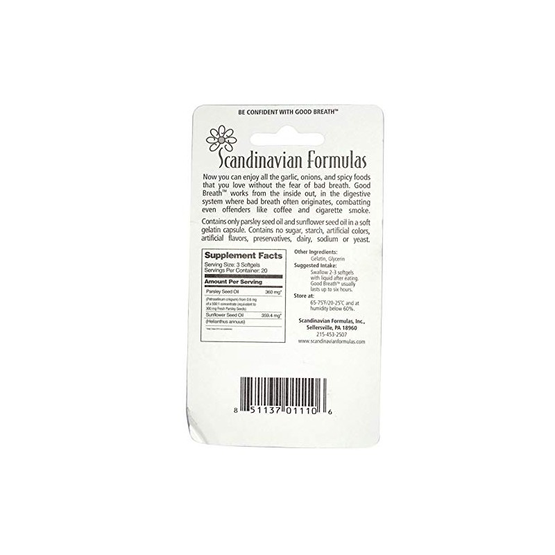 Scandinavian Formulas Good Breath 60 Softgels