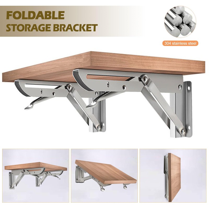 Folding Console Heavy Duty 300 mm, Pack of 2 Stainless