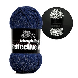 Bulingbuling Reflective Yarn, 50g Wool Yarn, 2 Fine (Sport) Crochet Yarn for Knitting, Hats, Socks, Masks, DIY and Other Reflective Yarn Projects, 1 Pack of 70 yds, Blue