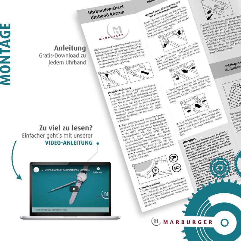 MARBURGER Watch Strap 16 mm Leather Smooth – Tool Assembly