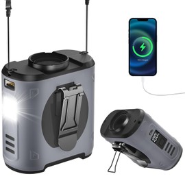 EEIFO Portable Waist Fan Clip On 10000mAh Wearable Belt Personal Fan Rechargeable Battery operated with 5 Speeds Wind and Light 25H Hands-Free for Cooling Outdoor Camping (Grey)