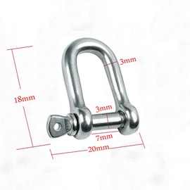 JY-MARINE 316 Stainless Steel D Shackle, Mini Shackles Bracelet,for Paracord Jewelry, Marine Grade Sailing Rigging Shackles,10 Pieces (1/8")