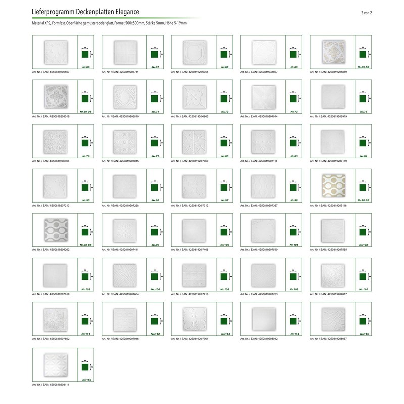 HEXIM Ceiling Tiles 50 x 50 cm Polystyrene Panels White