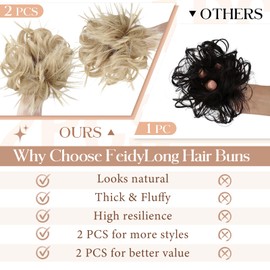 FeidyLong Messy Bun Hair Piece Tousled Updo Hair Buns Extension Elastic Band Curly Scrunchie for Women Chignon Ponytail Hairpiece Daily Wear