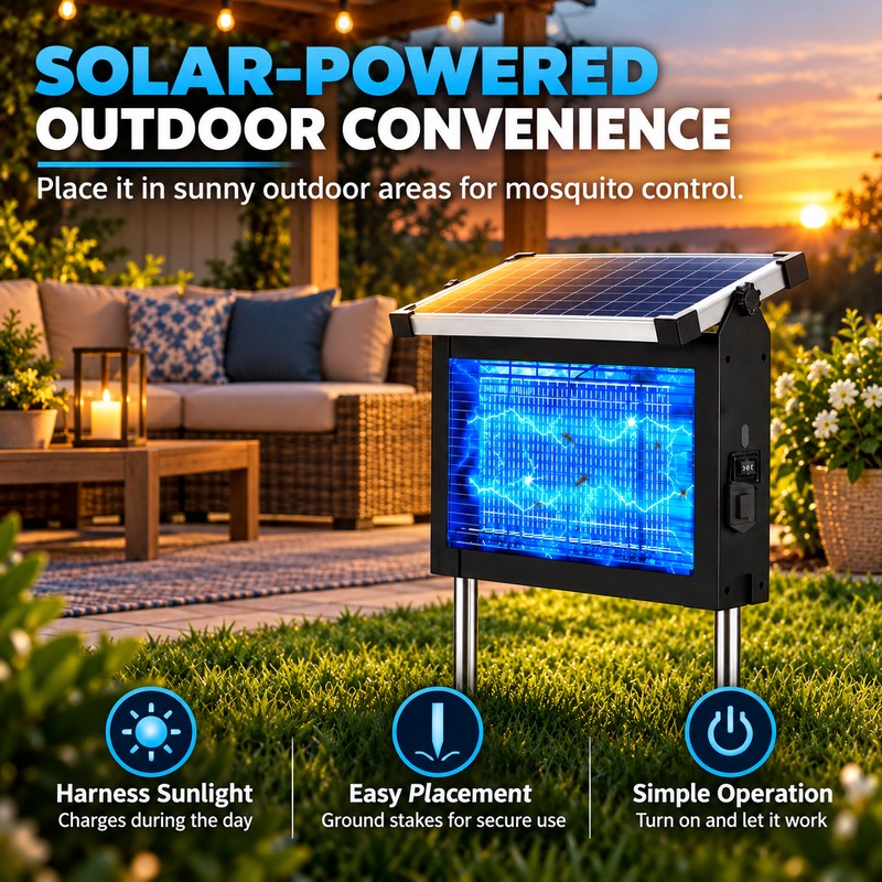 Solar Bug Zapper for Outdoor Use – 4500V Waterproof Mosquito