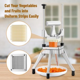 Varku Replacement Chopper Blade 1/4 inch, French Fry Cutter Blades Assembly and Pusher Block, Stainless Steel Vegetable Dicer Slicer Blades for Cutting Potato, Onions, Carrots