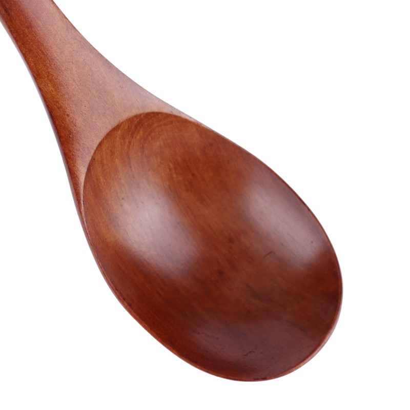 5Pcs Wooden Soup Spoon with Curved Handle Multi Purpose Rice