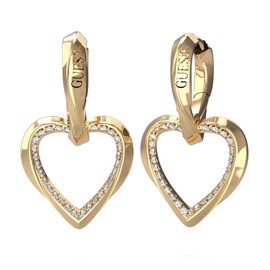 Guess JUBE04617JWYGT-U Women's Hoop Earrings Heart Earrings Gold Colour, Crystal